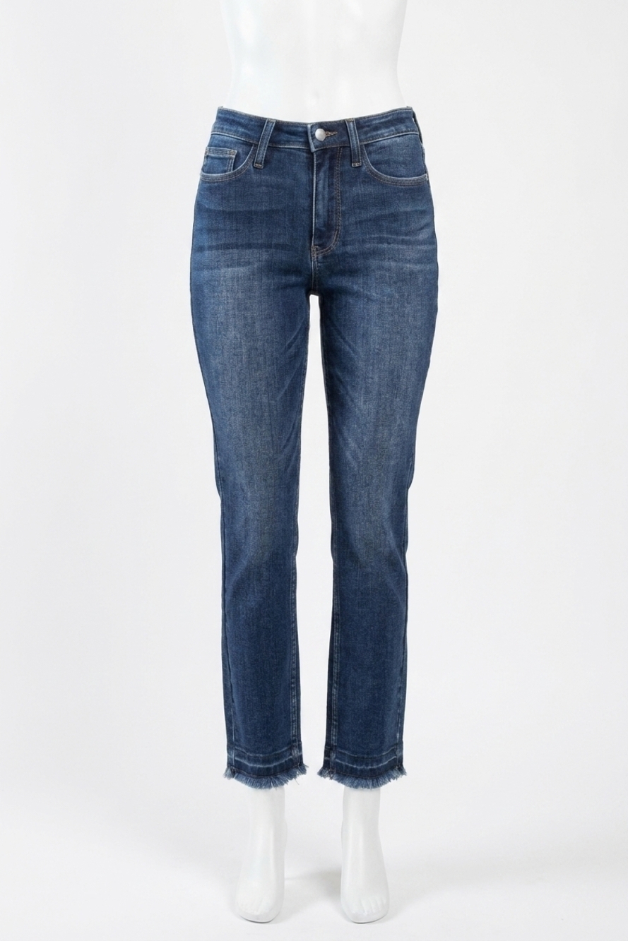 NEW JUDY BLUE high waist release hem non distressed slim jeans in medium wash